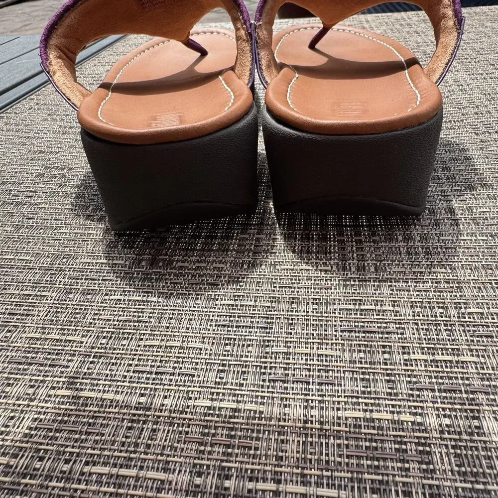 Fitflop Sandals Metallic Purple Wine Shimmer Womens Sz 10 - Picture 5 of 9